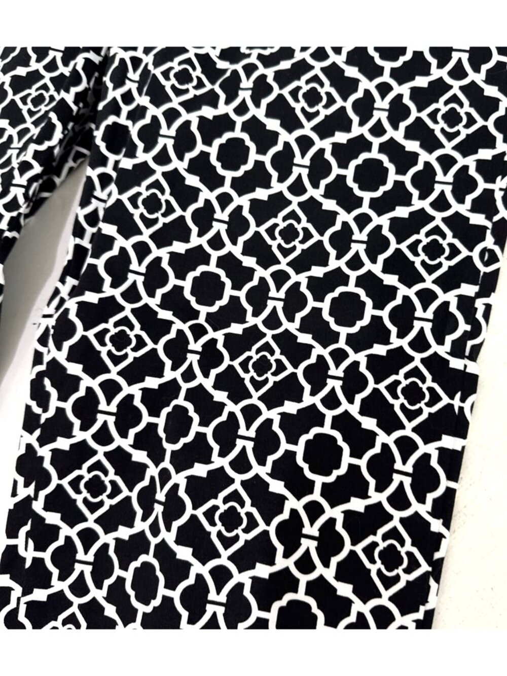 Charter Club Pants Club Black-And-White Trellis Print Stretch Pants Sz 10 - Picture 3 of 7